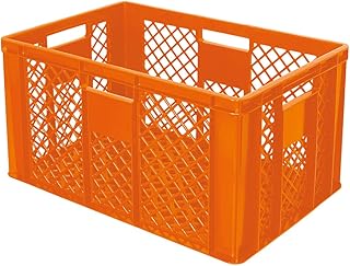 BRB 54 Stück Eurobehälter/Bäckerkiste durchbrochen, LxBxH 600x400x320 mm, PE-HD, lebensmittelecht, orange, Palettenware