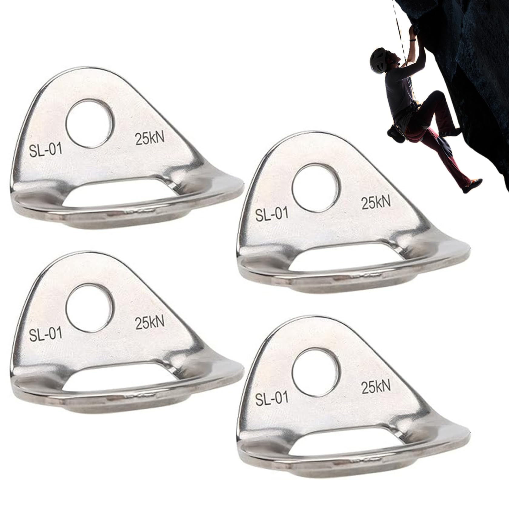 Nukinp 4Pcs Climbing Bolts Hanger, Stainless Steel Climbing Anchor Large Bearing Capacity Anchor for Carving Aerial Work