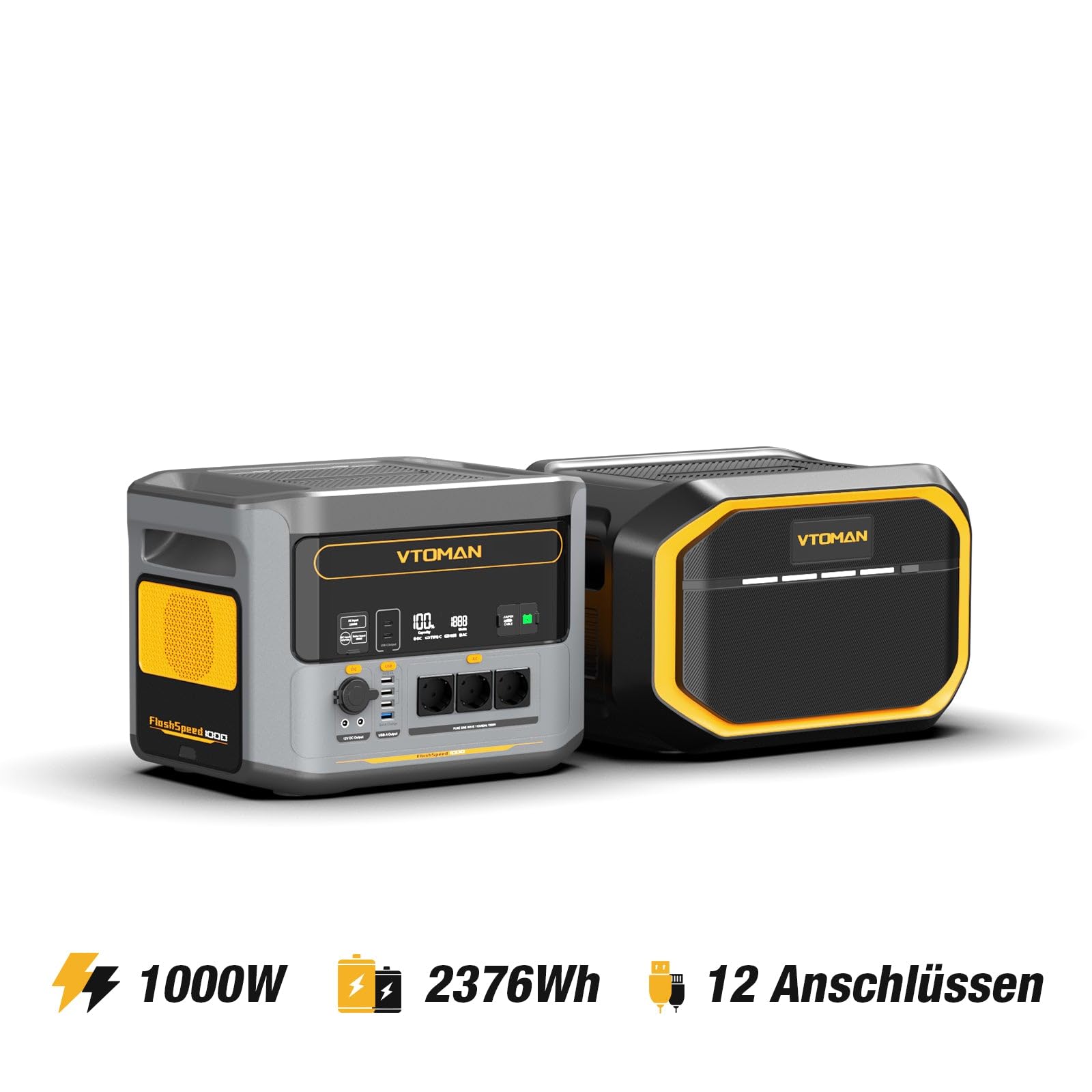 VTOMAN FlashSpeed 1500 Zusätzlicher Batterie 1548Wh - LiFePO4 Batterie für FlashSpeed 1500/FlashSpeed 1000/FlashSpeed 600 Tragbare Powerstation