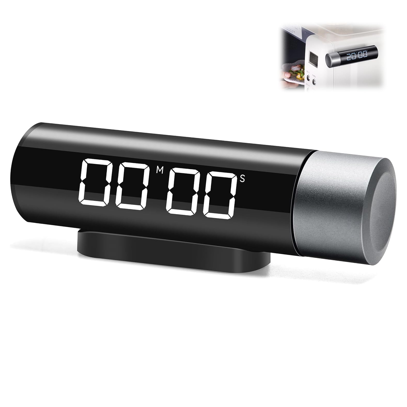 Digital Timer, Rotating Knob Timer, Digital Magnetic Kitchen Timer with LED Display, Count Up & Down, Pause and Resume, Ideal for Tasks, Work, Kids' Learning, Cooking