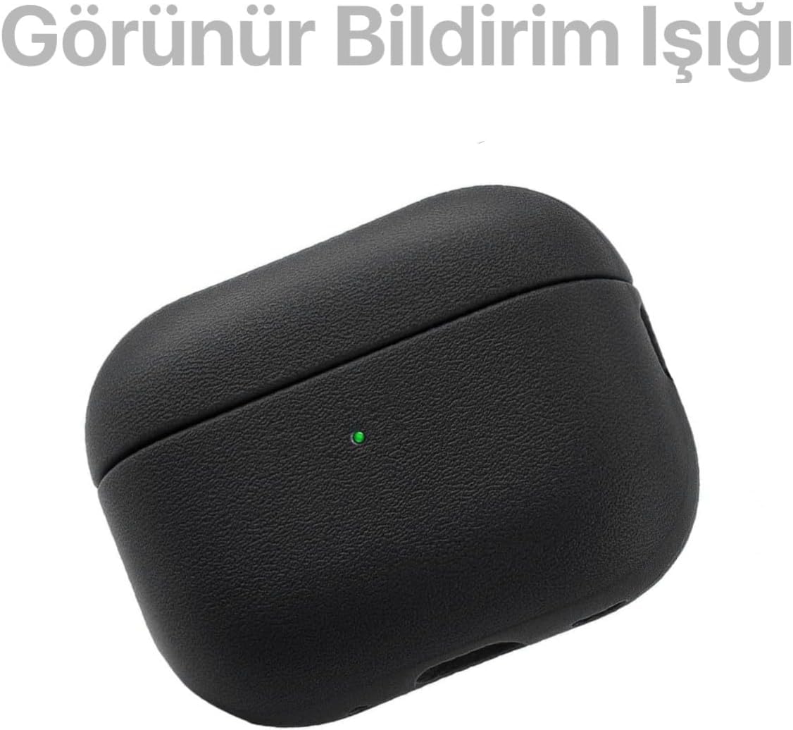Minesk Airpods Pro 3 ile Uyumlu Leather Skin Parmak izi Tutmayan ve Çizilmeyen Dış Yüzeye Sahip Mükemmel Koruma Sağlayan Orta Sertlikte Silikon Kılıf (Siyah, Airpods Pro 3. Nesil 2025)