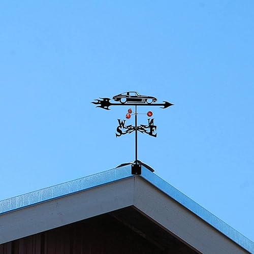 Miniatura 5 de Vaneta de metal para animales 3D, indicador de dirección del viento, accesorios de decoración de techo para jardín, patio, techo (coche)