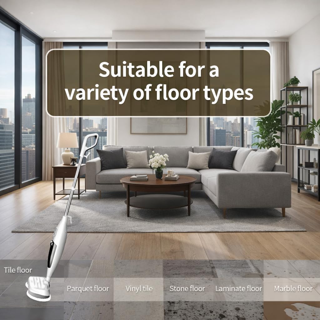 Steam Mop for Floors, Adjustable Steam, Suitable for Hardwood, Tile, and Carpet, Lightweight and Easy to Use