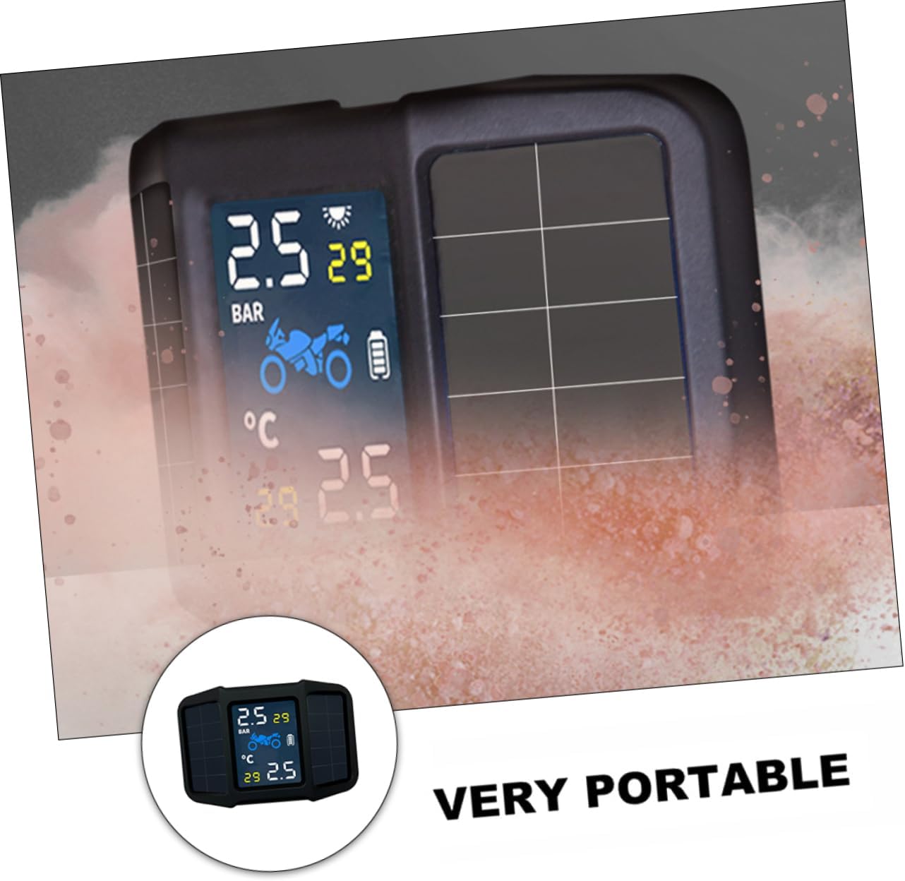 1set Tire Pressure Monitoring Tool for Motorcycle Accurate Tire Pressure Detector Solar-Powered Easy to Use Efficient Measurement