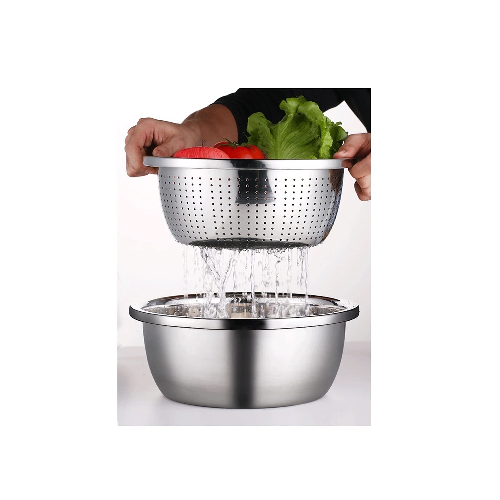 Cuencos para Mezclar de Acero Inoxidable 304, Lavabo para Sopa de Acero Inoxidable, Juego de 6 Piezas para Almacenamiento Que Ahorra Espacio, hogar, refrigerador y Almacenamiento de Alimentos en la