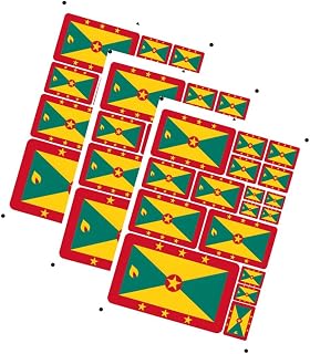 3 Pack Laser Printing Americas Europe Oceania Each Country Grenada Flag Stickers Decal in Multiple Sizes Sticker (Yellow Grenada)