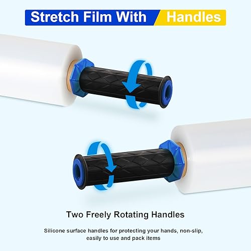 Miniatura 3 de Película elástica, resistencia industrial, envoltura retráctil para envoltura de paletas, envoltura de plástico transparente resistente con asas,