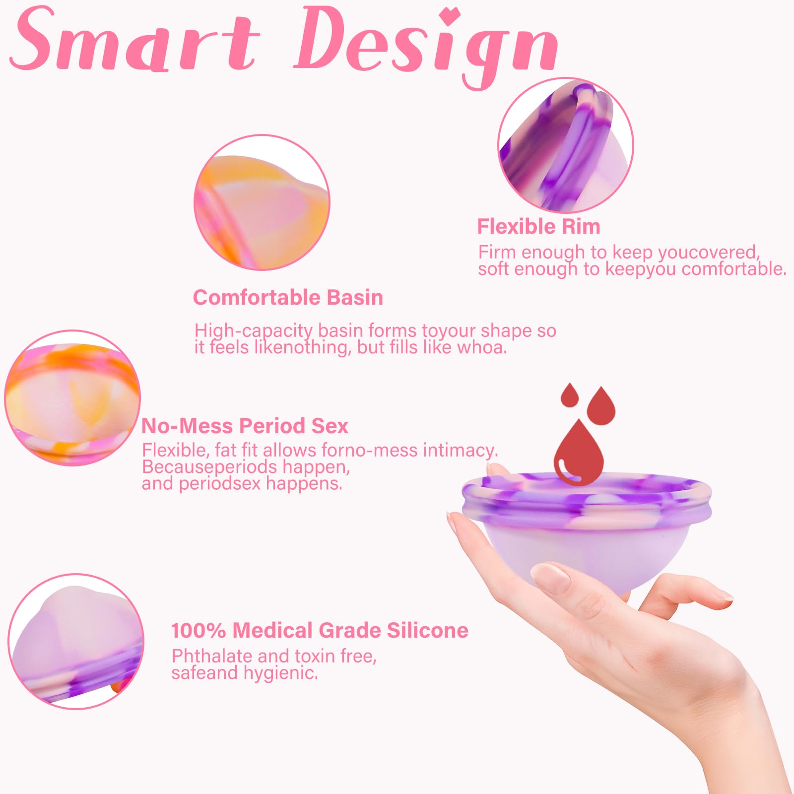 2 Pezzi di Disco Menstruale, Coppa Mestruale con Periodi Della Dimensione M+L, Tazza Mestruale Riutilizzabile Realizzata in Silicone Medico al 100% per Donne Sport, Nuoto e Intimità Attive