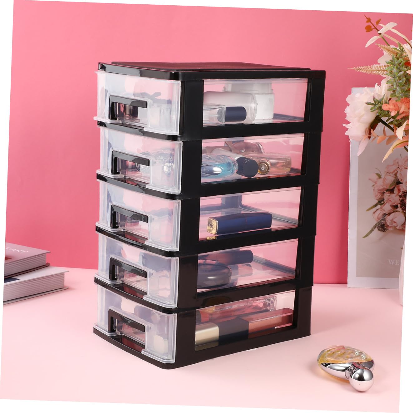 Toyvian Organisateur de Rangement pour Tiroir Noir en Pp, 5 Niveaux | Rentrée Scolaire, Design à Tiroirs pour Bureau et Maison, Tri des Fournitures et Objets de Desktop