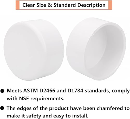 Miniatura 3 de 4" Tapón de PVC para tubo de PVC, Schedule 40, grado para muebles, adaptador de tapón de tubo de PVC de 4" para construir muebles de bricolaje