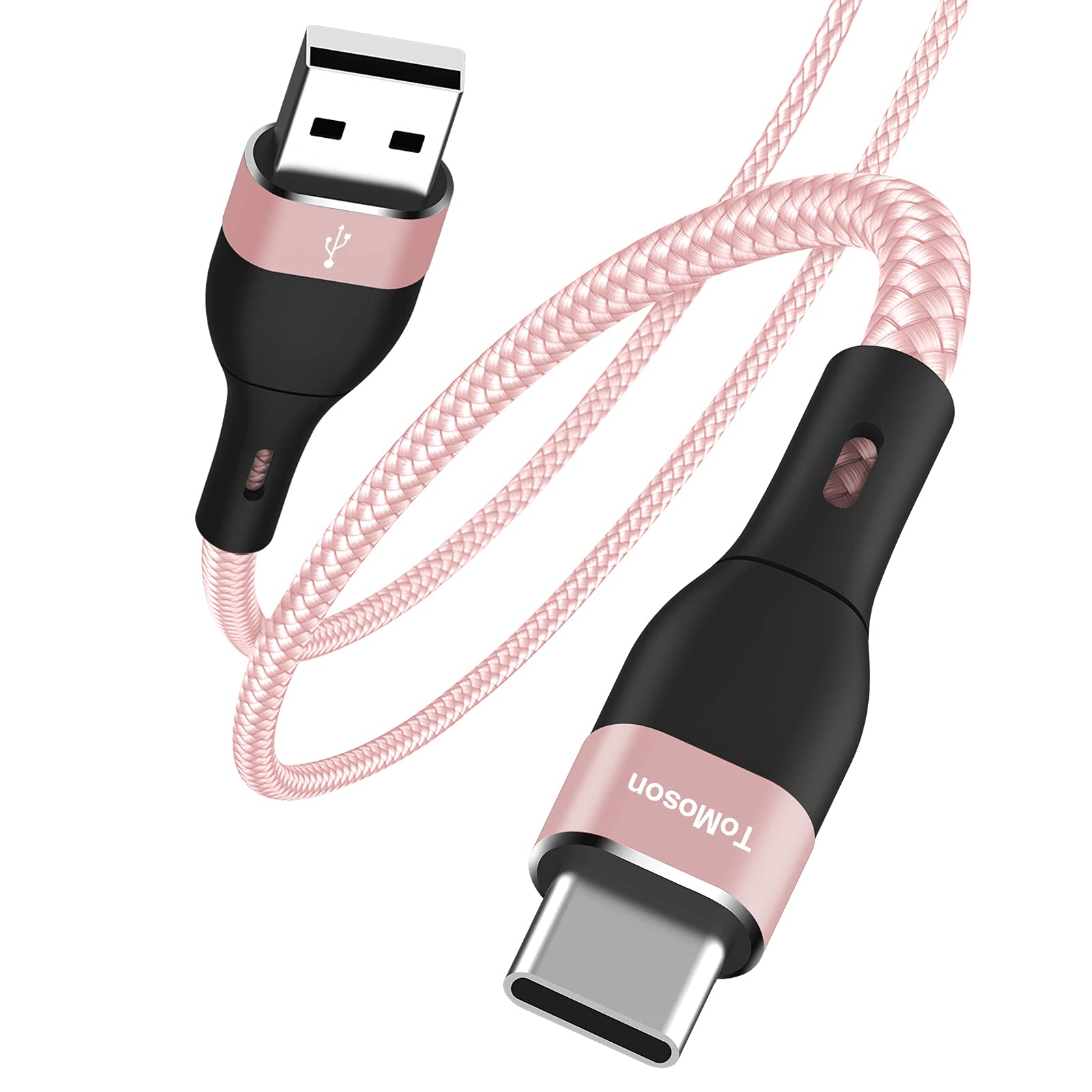 USB C Cable 3A Fast Charge, [3-Pack 6ft] Braided Android USB A to Type C Charger Cord Compatible with Samsung Galaxy S20 S10 S9 S8 Plus S10E, A10e A20 A50 A51 A71, Note 20 10 9 8 (Pink)