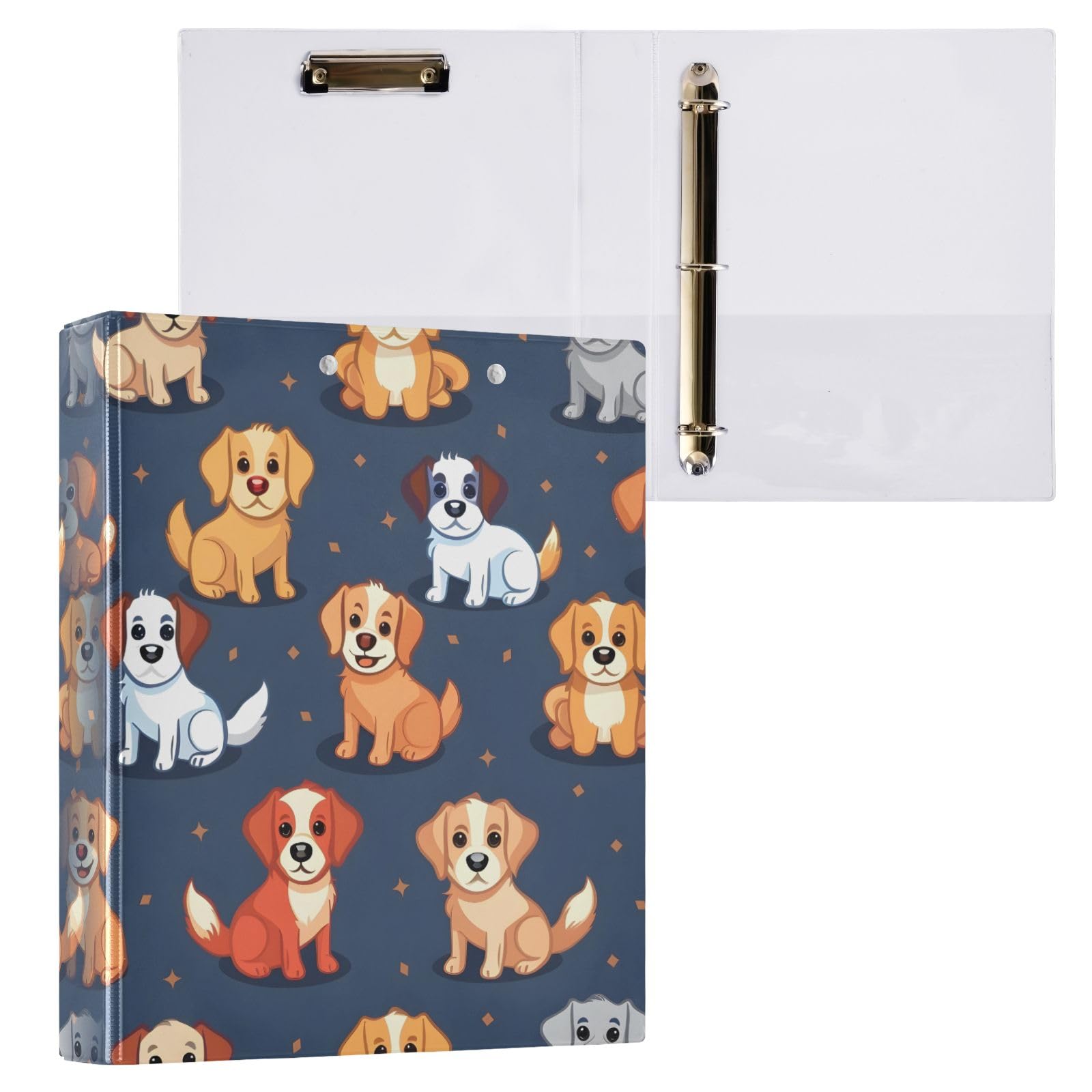 Raccoglitore a 3 anelli senza cuciture con design a cartoni animati da 3,8 cm, anelli rotondi per 200 fogli, raccoglitori a 3 anelli con clip in metallo antiscivolo
