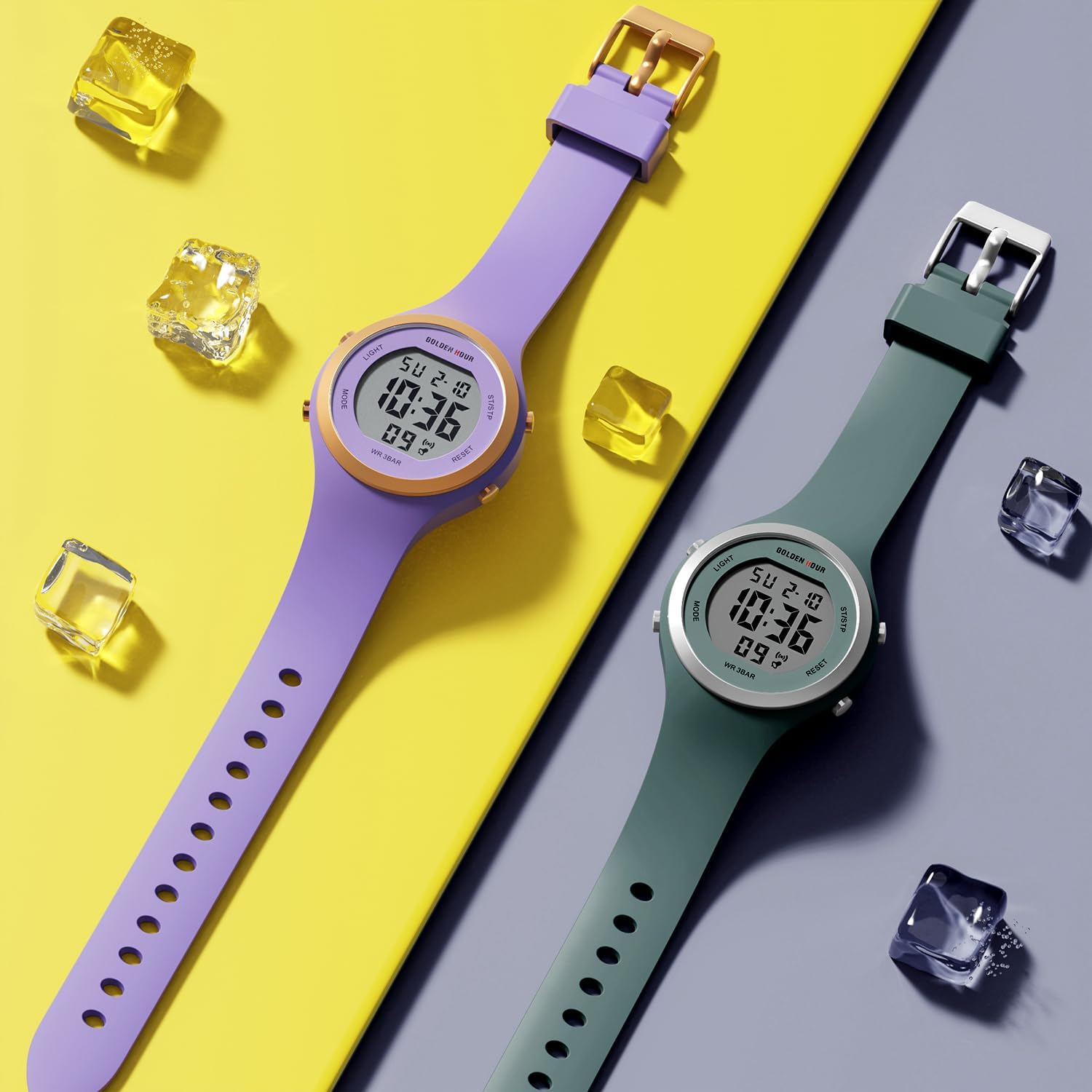 GOLDEN HOUR Waterproof Sport Women's Digital Chronograph Silicone Strap Watch - Image 6