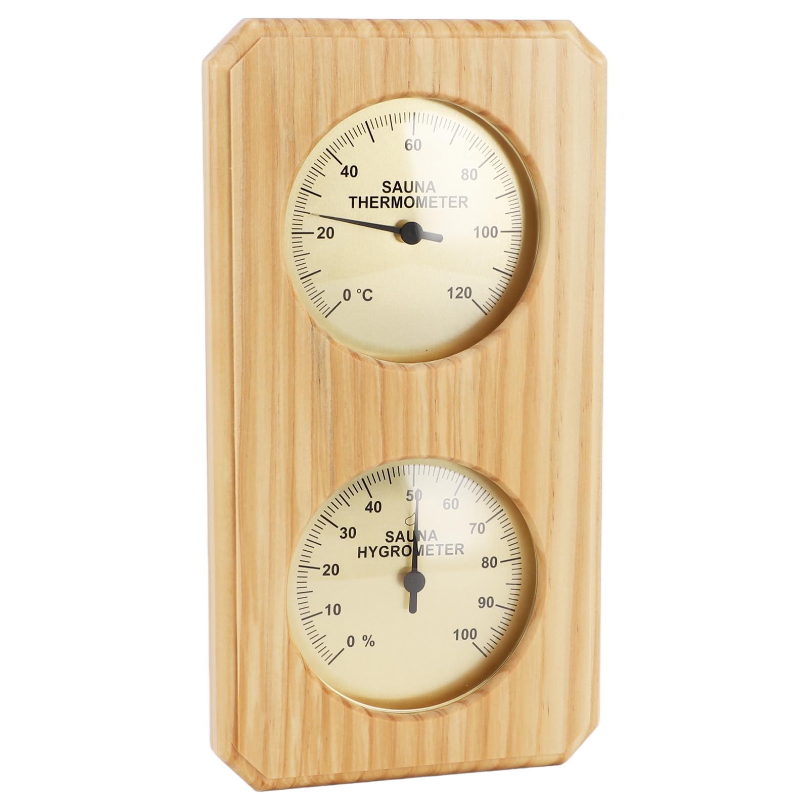 Higrotermógrafo para Sauna, 0 a 100 Humedad Madera PC ABS Cobre 2 en 1 Termómetro Higrómetro para Sauna para la Familia