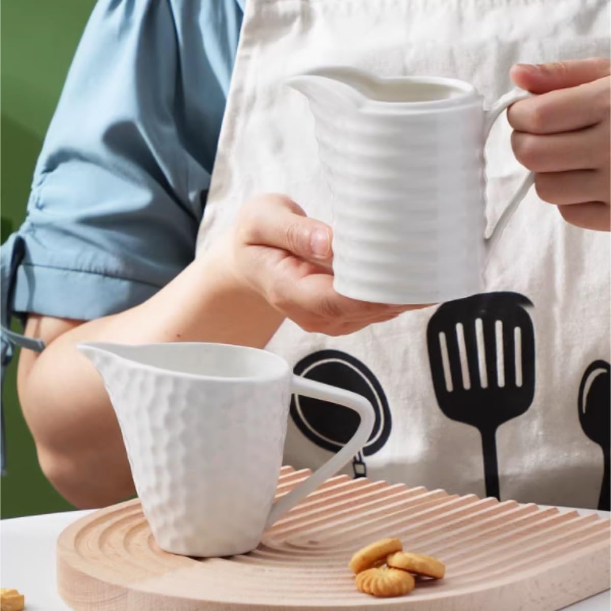 MRKU Pot à Lait, saucière, Tasse à Eau, pichet, crémier, Distributeur de café, sucrier, en céramique avec Anse, Style Occidental