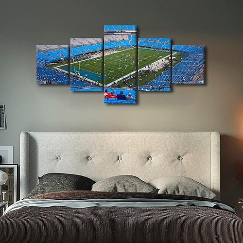 Vista 246 de Cuadros de estadios deportivos de fútbol americano de Minnesota, cuadros de vikingos, 5 paneles, lienzo para pared, arte de pared del estadio