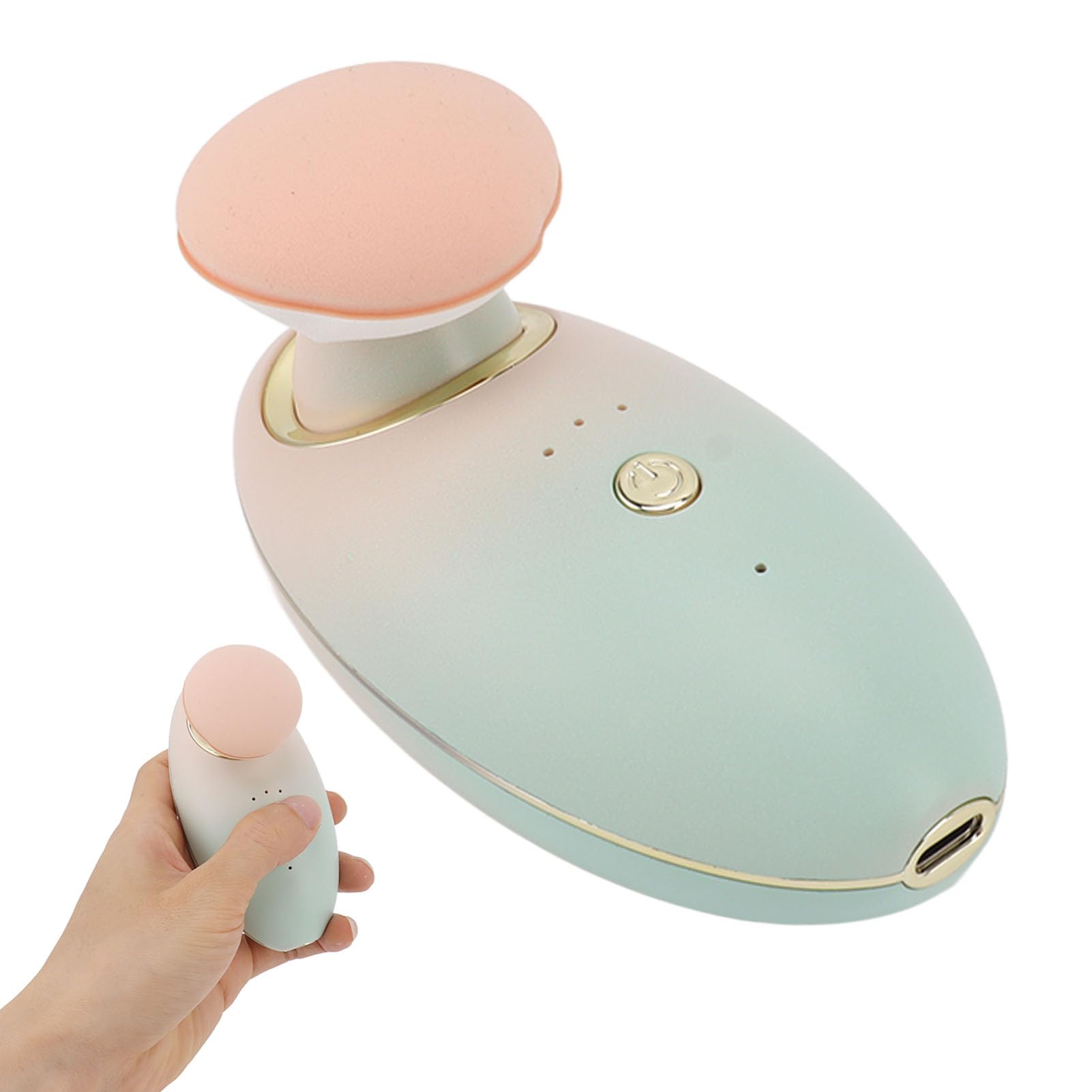 Qcwwy Aplicador de Maquillaje Eléctrico con 2 Cabezales de Esponja, 3 Velocidades, Material de Fibra Suave, Tipo de Piel, Ideal para Base y Rubor