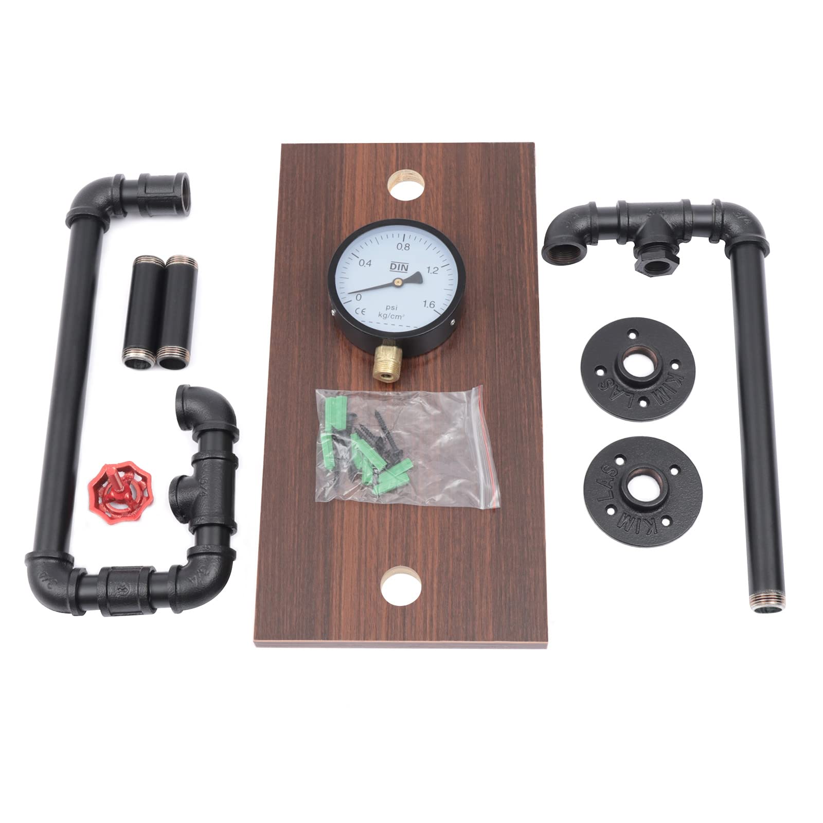 Estantería de pared industrial, tubo, soporte para estanterías, estantería flotante de madera de hierro para el hogar, baño, cocina, organizador de herramientas, perchero de pared