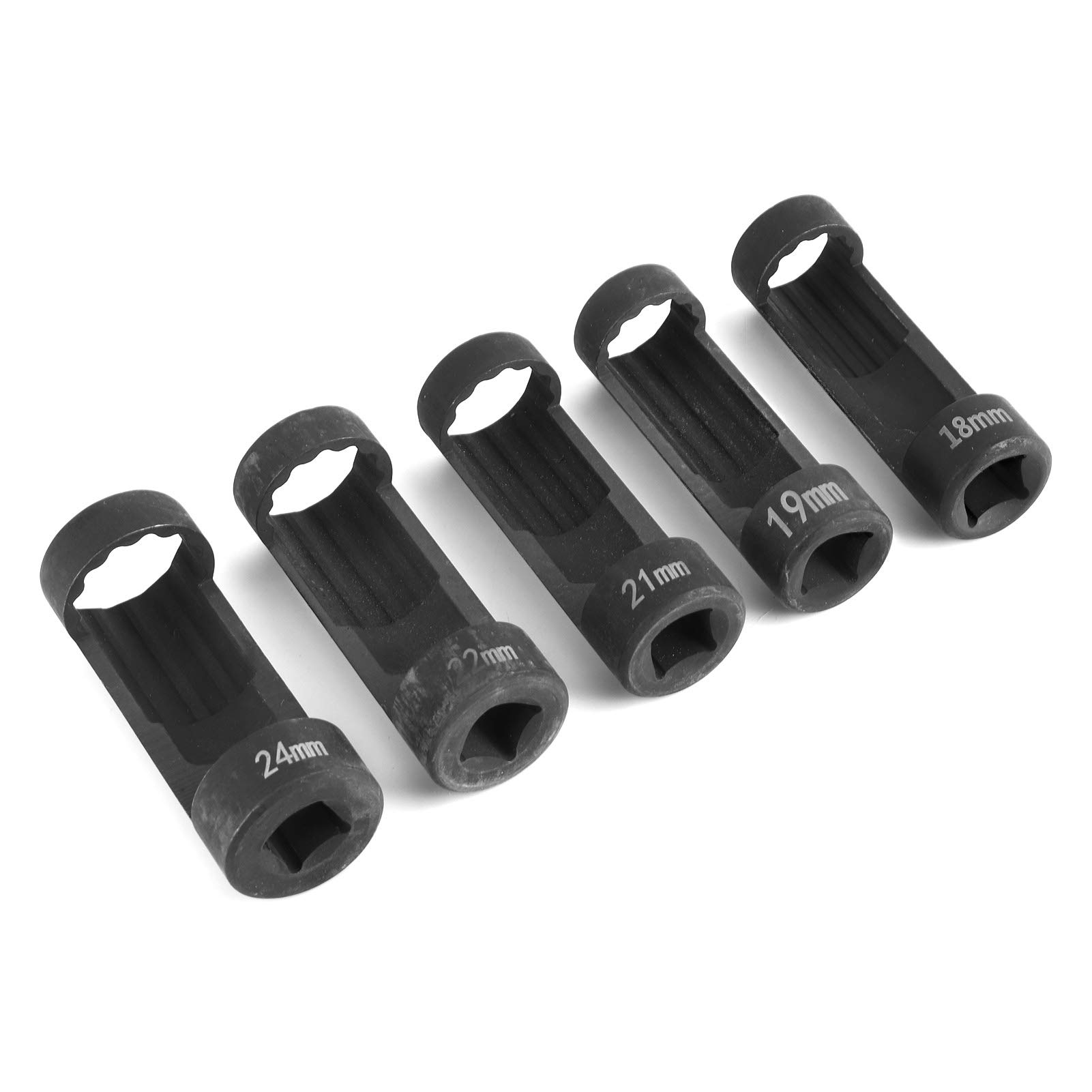 Ejoyous Set di Bussole per Dadi Puntone in Lega di Alluminio Bussole per Puntone Sospensione 5 Pezzi 18mm 19mm 21mm 22mm 24mm 12 Punti 1 2 unità per Rimozione Sospensione con Chiave Esagonale 6496