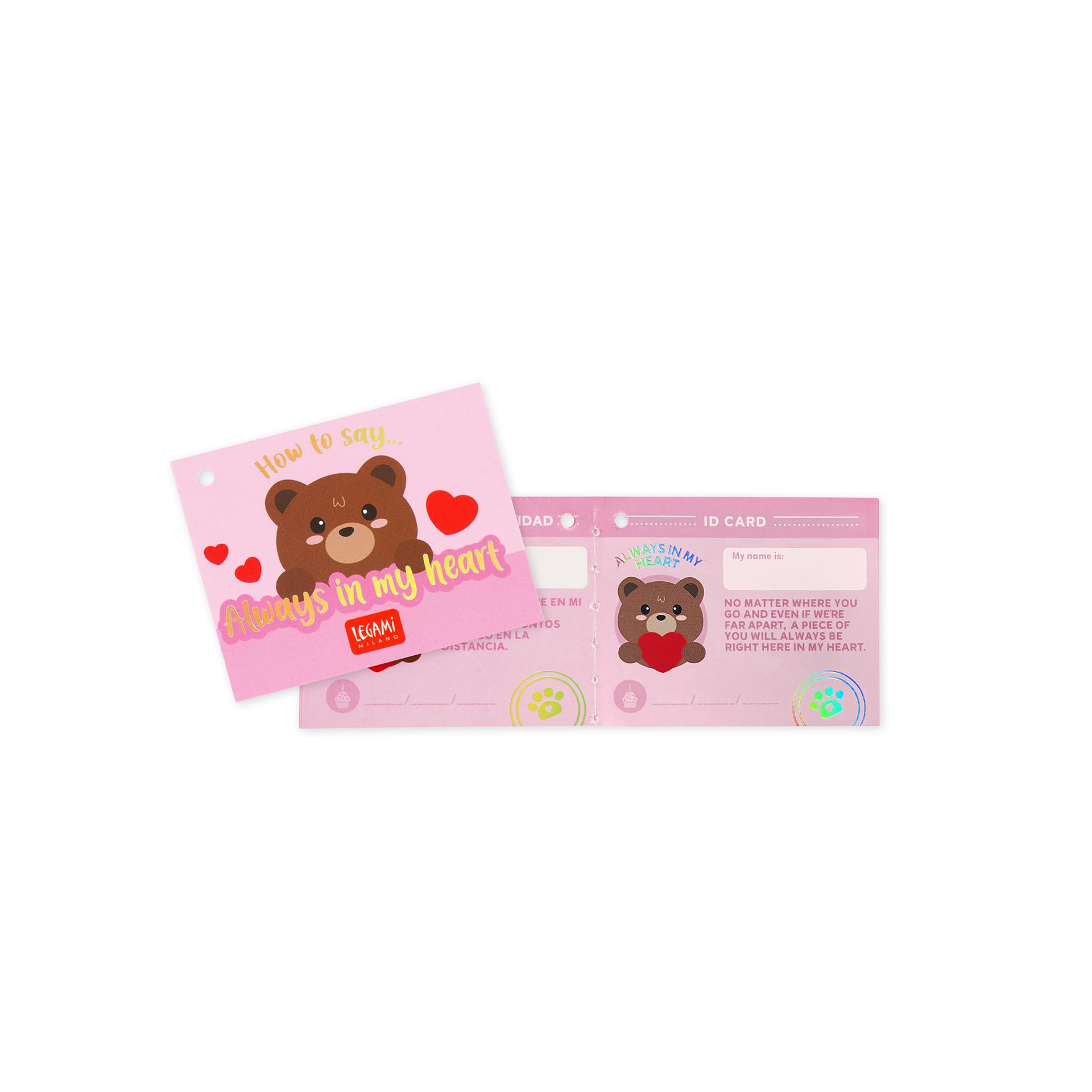 Legami - Peluche Plush Super Soft!, Tema Teddy Bear, Formato Mini, con Carta d'Identità personalizzabile, Sta in Piedi da Solo, 14x15x12 cm - 3