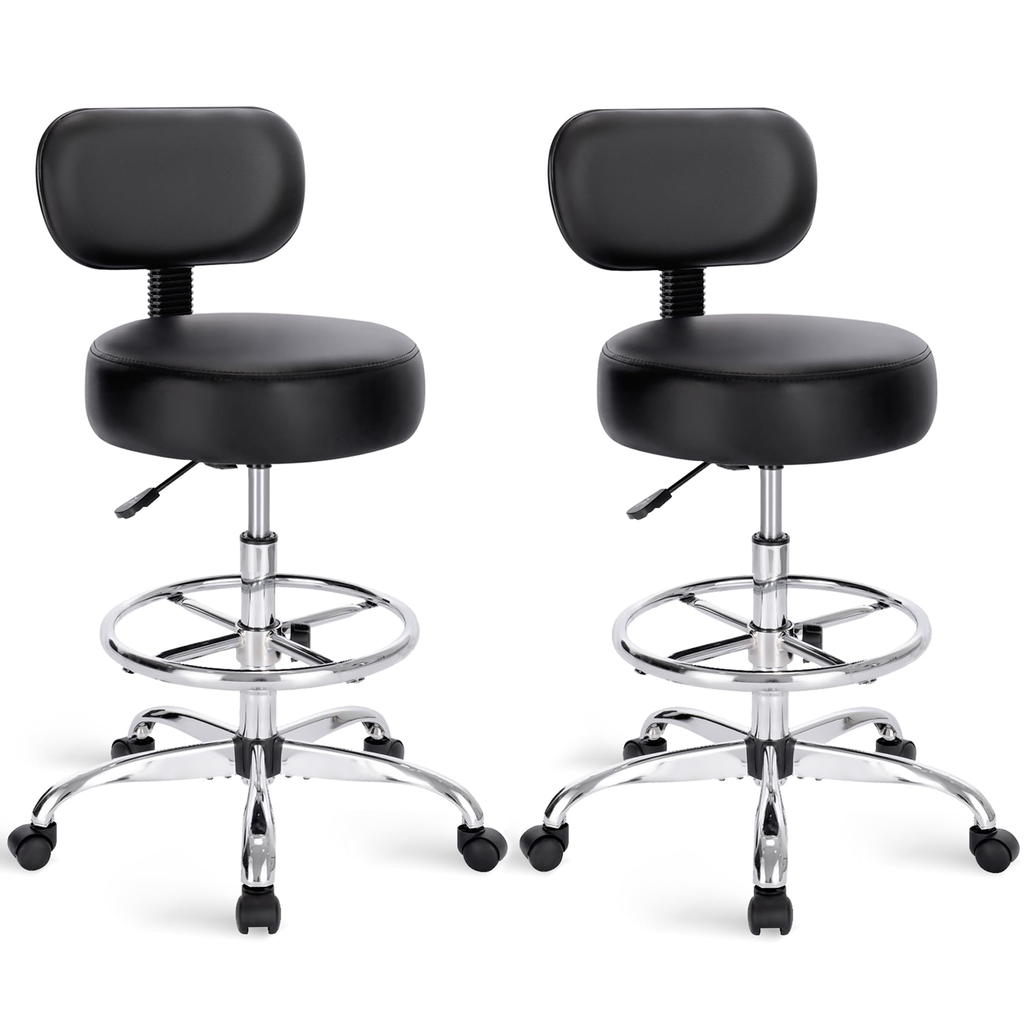 SUPERJARE Drafting Chair with Backrest, Set of 2, Swivel Barstools for Shop