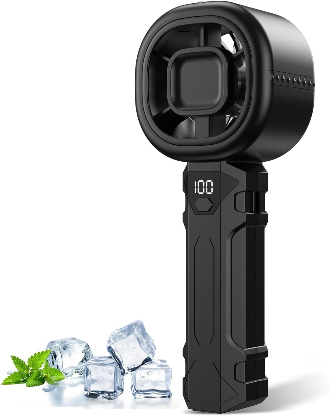 Portable Handheld Turbo Fan, Personal Mini Fan with Digital Display, 3 Wind Speeds 3000mAh Battery USB Rechargeable Hand Held Fans for Makeup, Home, Office, Travel, Outdoor Gift for Men Women(Black)