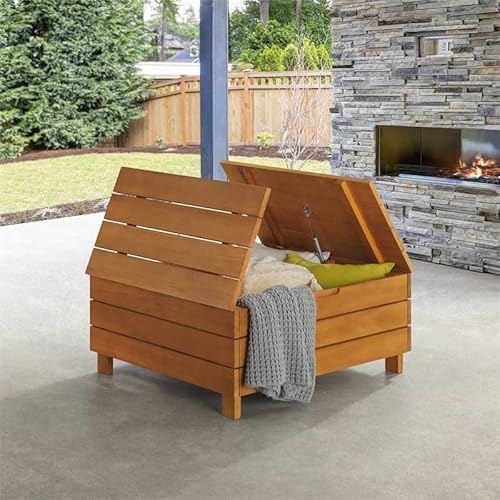 Alaterre Furniture Barton Outdoor Coffee Weather-Resistant Eucalyptus Wood Patio Furniture Table With Lift Top Storage Compartment, Brown #TOP1