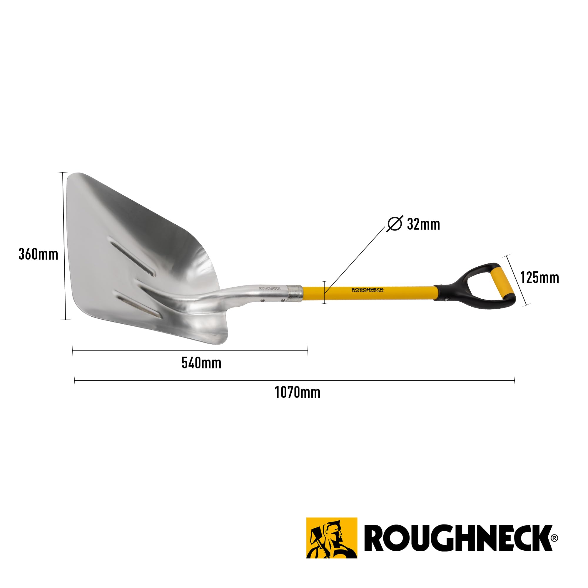 Roughneck ROU68191 Łopata do ziarna 1070 mm, żółta i czarna