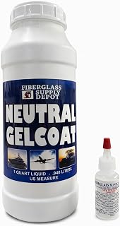 Fiberglass Supply Depot Neutral Gelcoat No Wax – Quart Kit with 15cc MEKP – Clear Tintable Gelcoat Base for Adding Pigments, Custom Color Matching, Fiberglass & Marine Repair