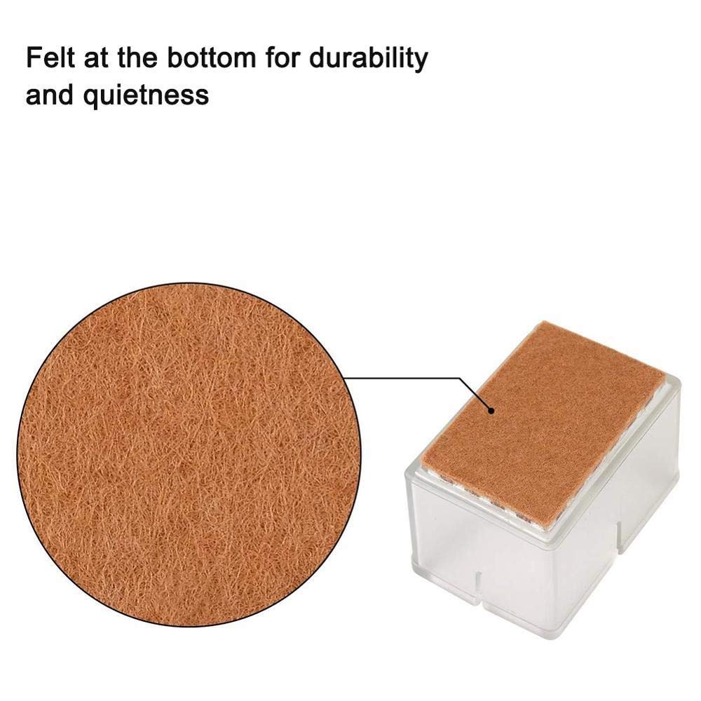 Tapones de silicona para patas de sillas, Protectores de patas for muebles 12/24 piezas Fieltro silicona Rectángulo Multicolor 4.8x3.4x3.4cm(24pcs)