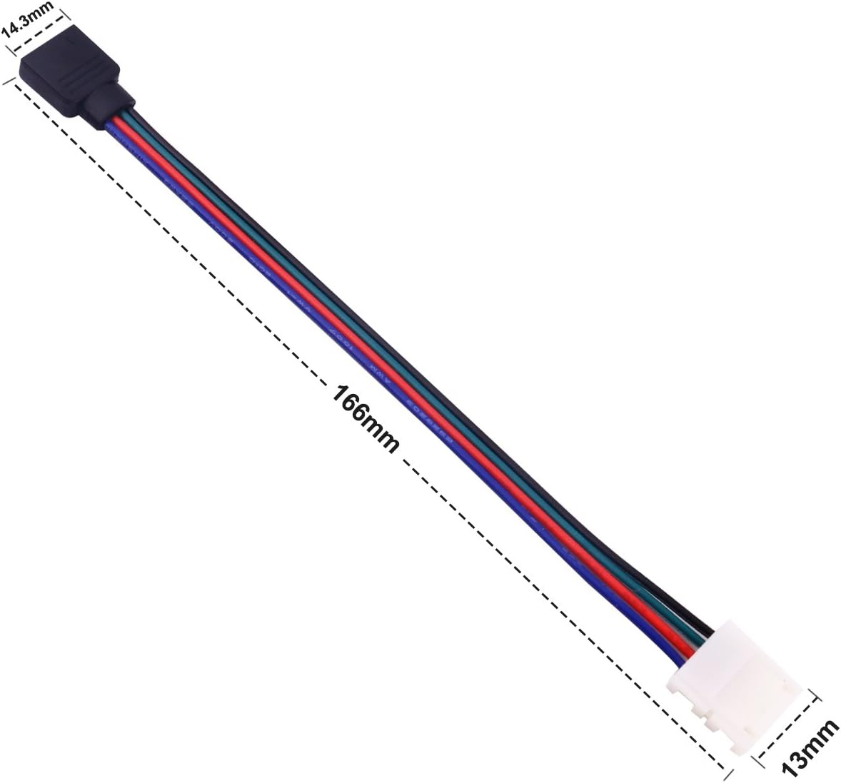iCreating 10PCS LED 5050 RGB Strip Light Connector 4 Pin Conductor 10 mm Wide Strip to Controller Jumper Solderless Clamp On Pigtail Adapter for 5050 Color Changing Flexible LED Strip Light