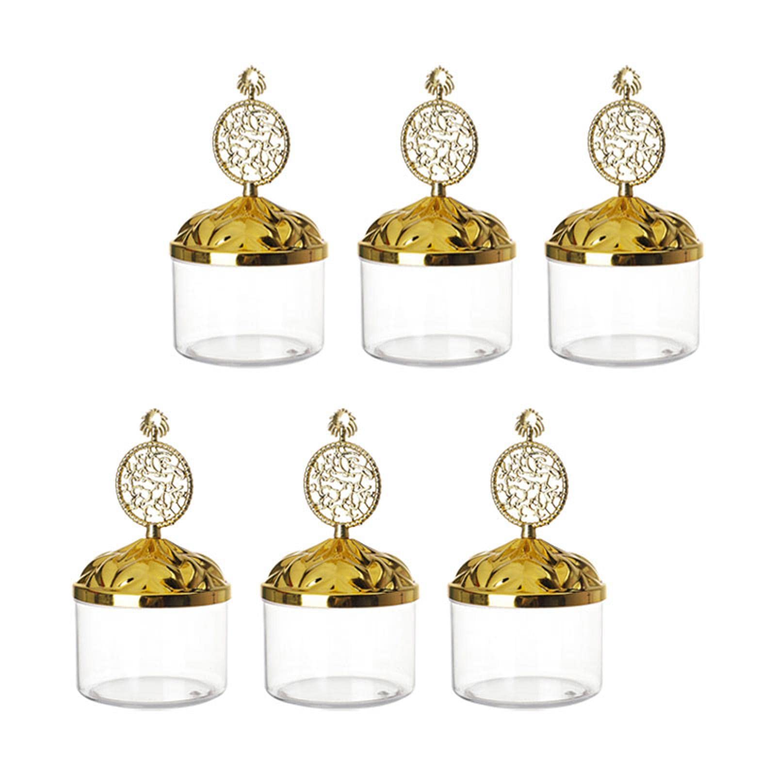 MERISHOPP 6 Pieces Candy Jars with Lid Storage Jars for Household Birthday Anniversary Aureate Rings-picture-12