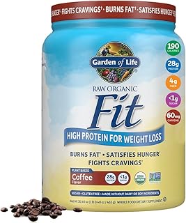 Garden of Life Raw Organic Fit Vegan Protein Powder Coffee, 28g Plant Based Protein for Weight Loss, Pea Protein, Fiber, Probiotics, Dairy Free Nutritional Shake for Women and Men, 10 Servings