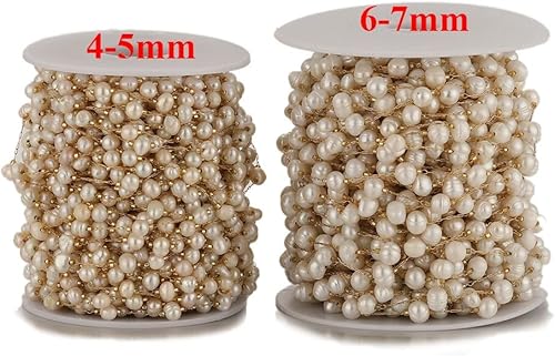 Miniatura 7 de Cadenas de perlas naturales irregulares de acero inoxidable de 3.3 ft para hacer joyas, collares, accesorios para pulseras, aretes, colgantes (color