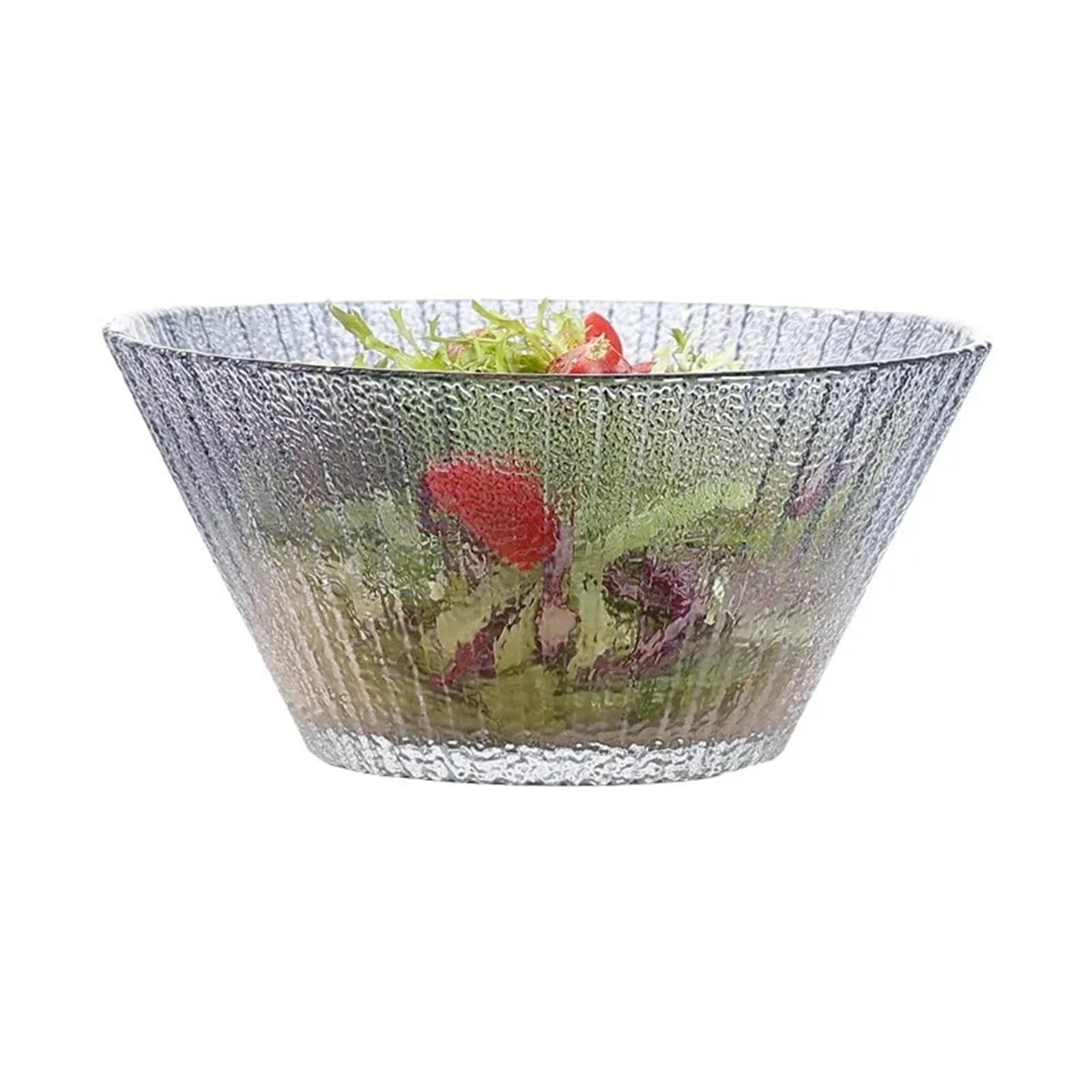 Insalatiera Ciotola di Vetro Resistente al Calore a Grana Verticale Stoviglie da Cucina Domestica Alto Livello di Aspetto Insalata Piatto di Frutta Ciotola di Noodle(Gray)