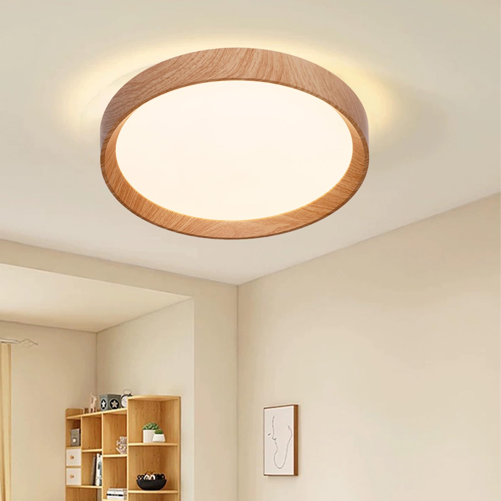 Alpinaluz Plafón LED Techo 30W Ø40cm, Luz CCT 3000K 4000K 6000K, Diseño Moderno, Carcasa de Policarbonato Resistente con Acabado en Efecto Madera, para Salón, Dormitorio o Comedor