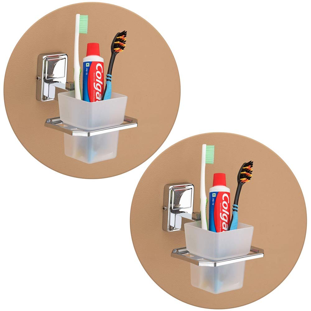 Plantex 304 Grade Stainless Steel Tooth Brush Holder/Tumbler Holder/Bathroom Accessories Pack of 2, Darcy (Chrome) (B088MC8PFL) Amazon Price History, Amazon Price Tracker