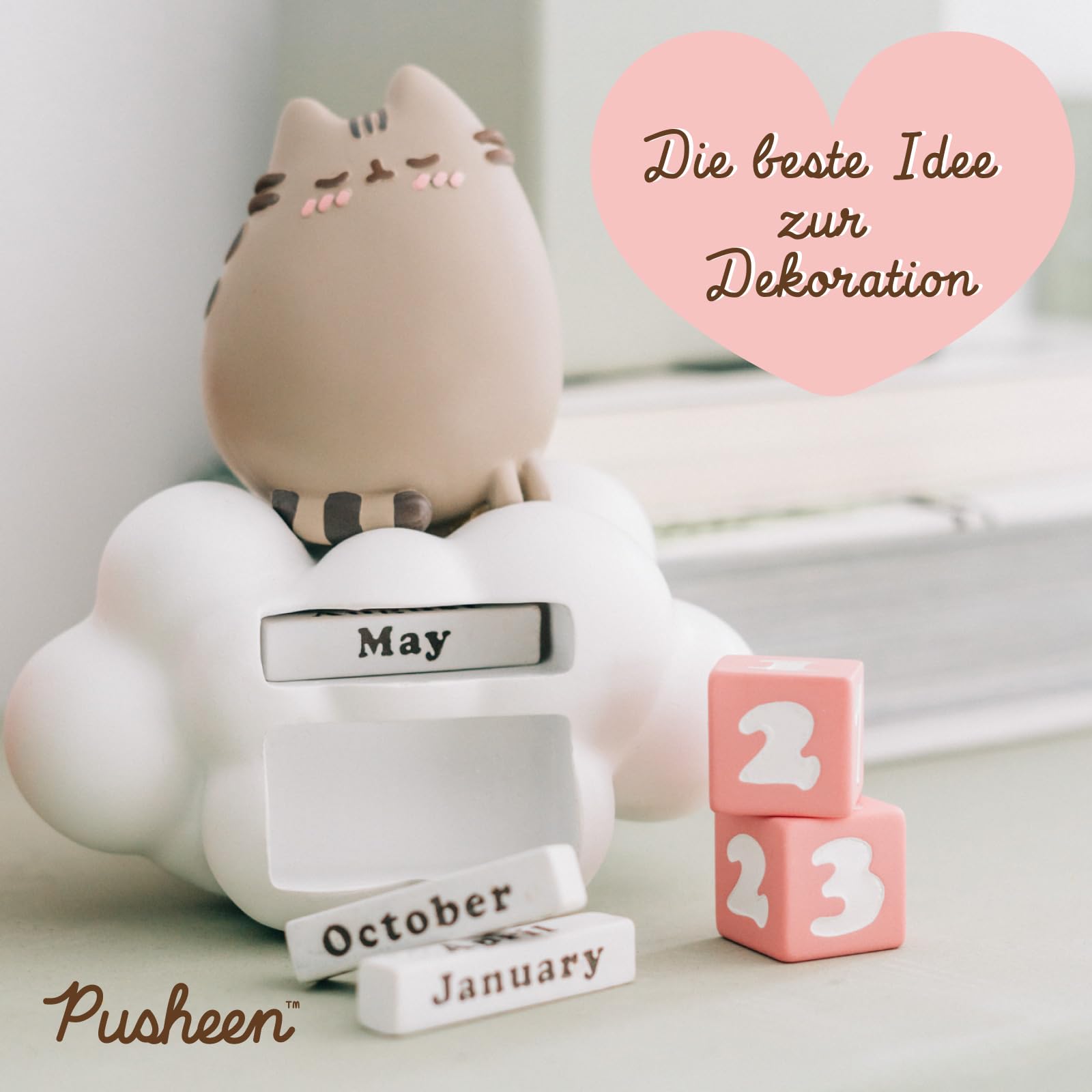Grupo Erik Ewiger Kalender Pusheen Cat Figur - 3D Kalender Tischkalender zum Aufstellen Kawaii Deko - Dauerkalender Offizieller Pusheen Fanartikelt Büro Deko