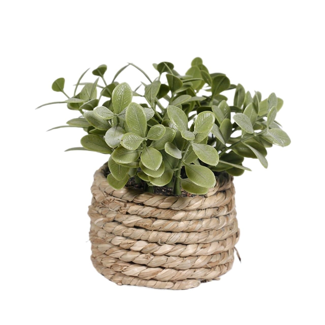 Small Artificial Plants Green Artificial Potted Plant Eucalyptus Grass Woven Simulated Plants Plastic Leaf 11cm Decorations Home Decor(Color3)