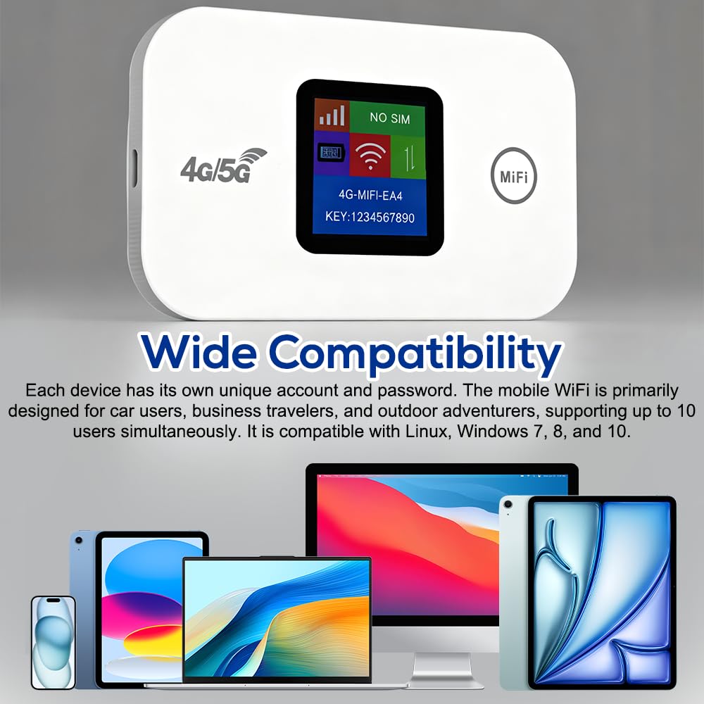 Hotspot Mobile WiFi 4G LTE, Router Hotspot Mobile 4G desbloqueado con ranura para tarjeta SIM 4G LTE Router WiFi Router Internet Mobile LTE hasta 150 Mbps Conecta hasta 10 dispositivos