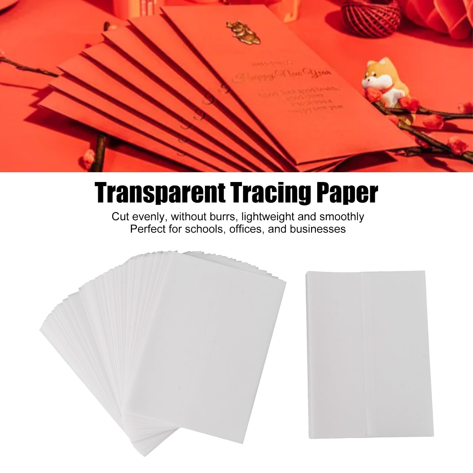 Papier calque transparent translucide 100 feuilles de papier de transfert multifonctionnel pour l'artisanat d'art, les projets de bricolage, l'école, le bureau, l'utilisation