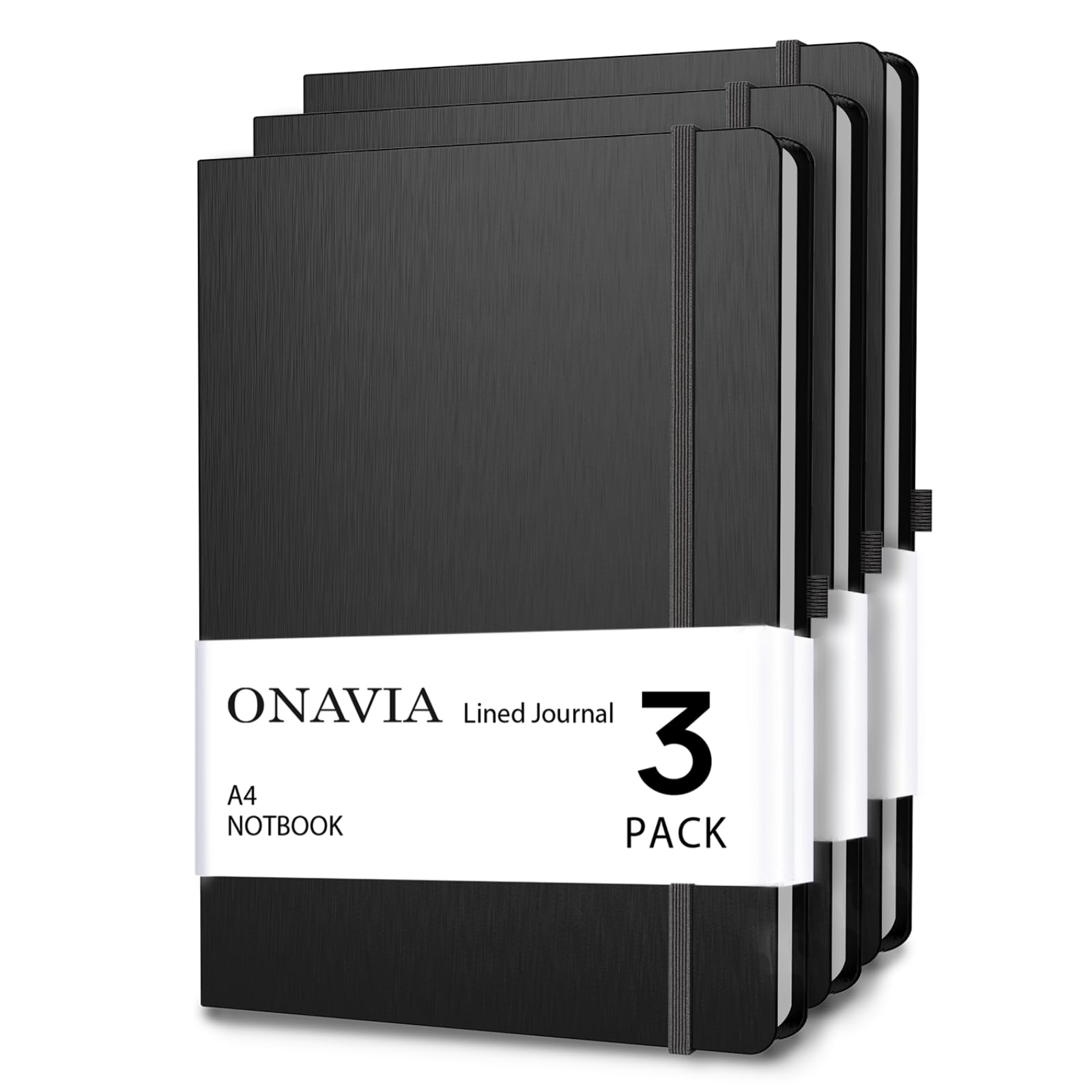 ONAVIA A4 Lined Journal Notebook, 8mm Ruled Notepad, Journaling for Writing, Work, School, Travel and Note Taking, Hardcover 160 Pages (80 Sheets)