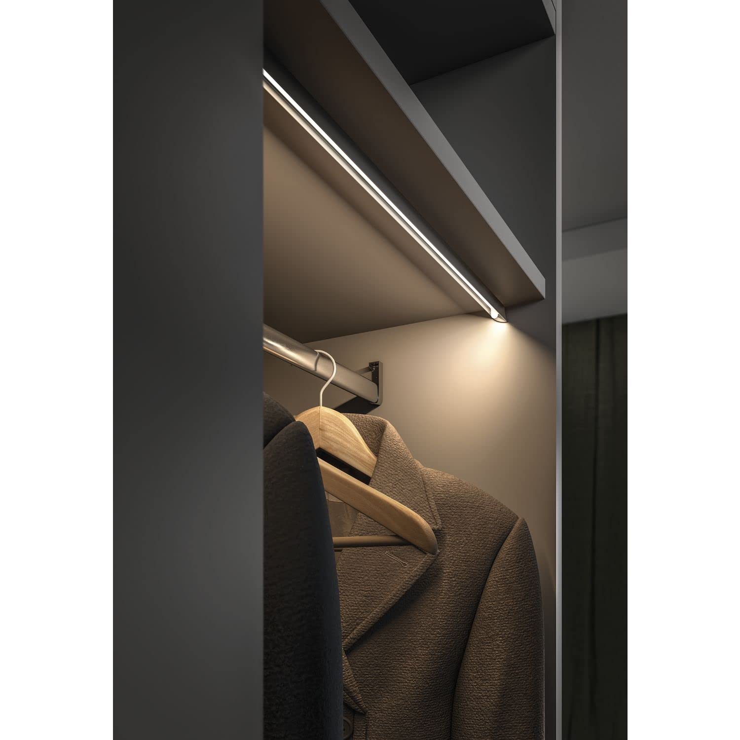 L&S LED Sensor IR Anbauleuchte Insider, Schrankbeleuchtung mit Bewegungsmelder L 1161mm DualColor, 12V - 15W, Alu eloxiert natur