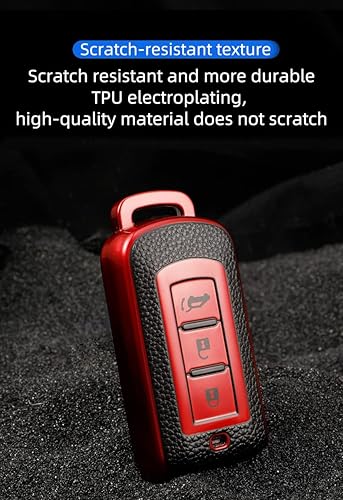 Miniatura 7 de ontto Protector de llavero para Mitsubishi Outlander Eclipse Cross ASX Mirage RVR Lancer - Funda para llave remota de automóvil, color rojo