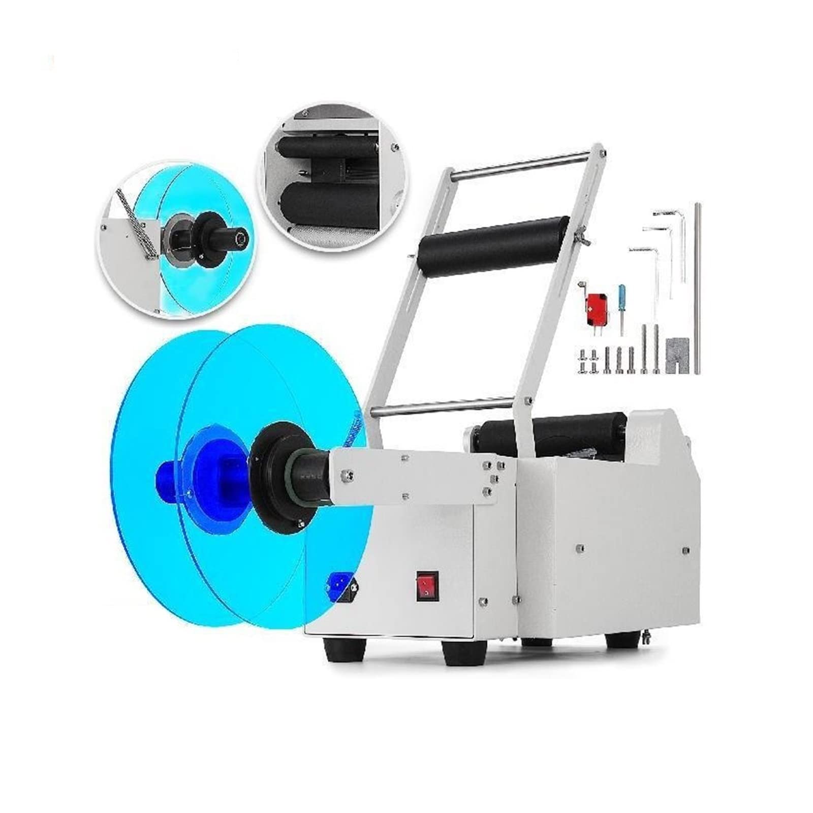CVFRDD Round Bottle Labeling Adjustable Label Applicator Stainless Steel Labeler 120W Mt-50