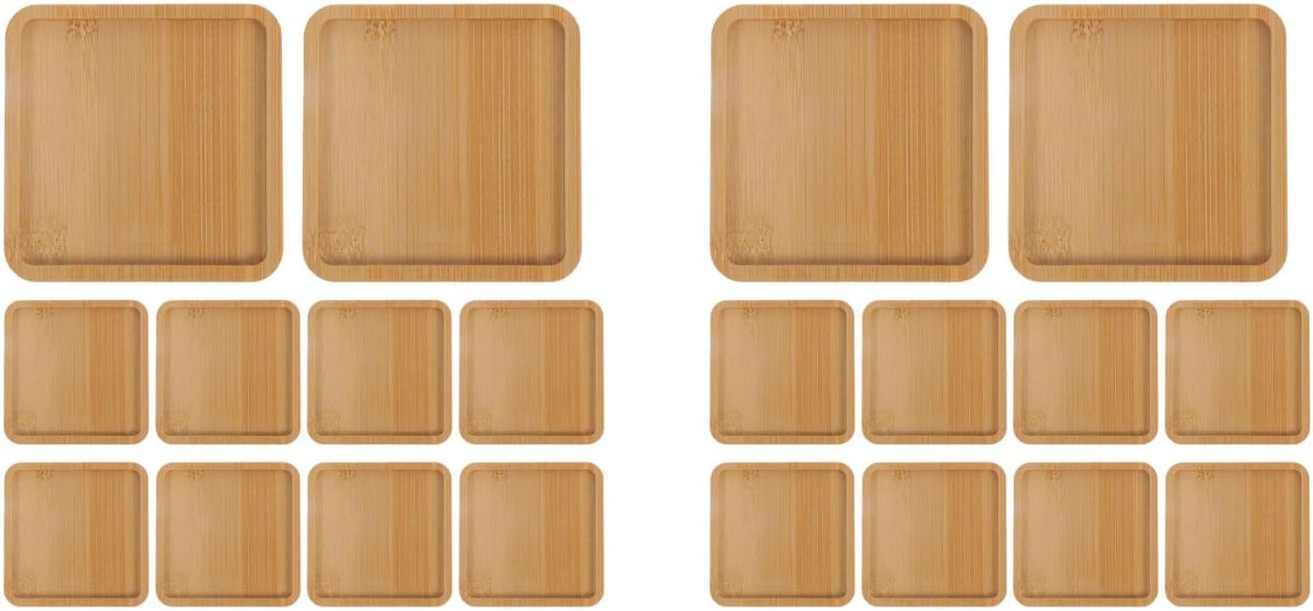 LOGOFUN 20PCS DIY Bamboo Coaster Blanks Heat Resistant Square Base Shapes Plates for Mosaic Craft Drinkware Home Living Room and Party Decoration