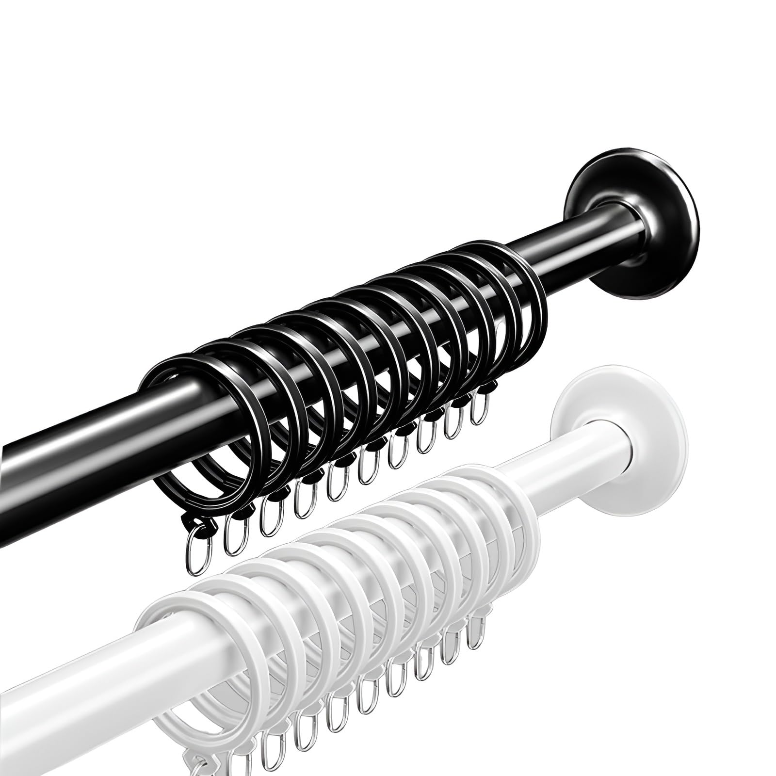 GLDYTVF Adjustable No-Drill Curtain Rods Telescopic Shower Curtain Rail 80-320cm Tension Spring Pole for Bathroom & Bedroom Available in Black/White (Black 160-220cm)
