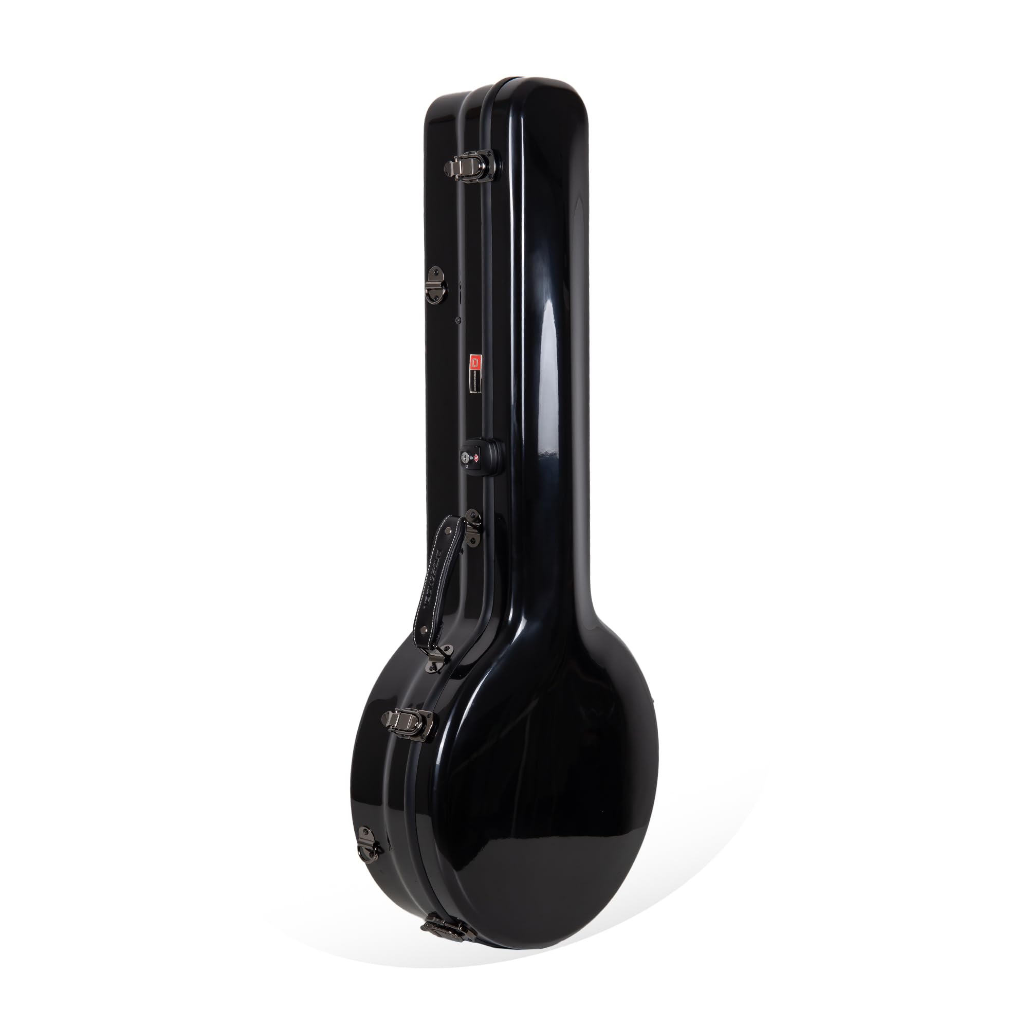 Crossrock Étui Banjo Fibre de Verre pour 5 Cordes & Style Mastertone | Coque Gloss Black, Serrure TSA, Bretelles Sac à Dos, Hygromètre, Intérieur Velours