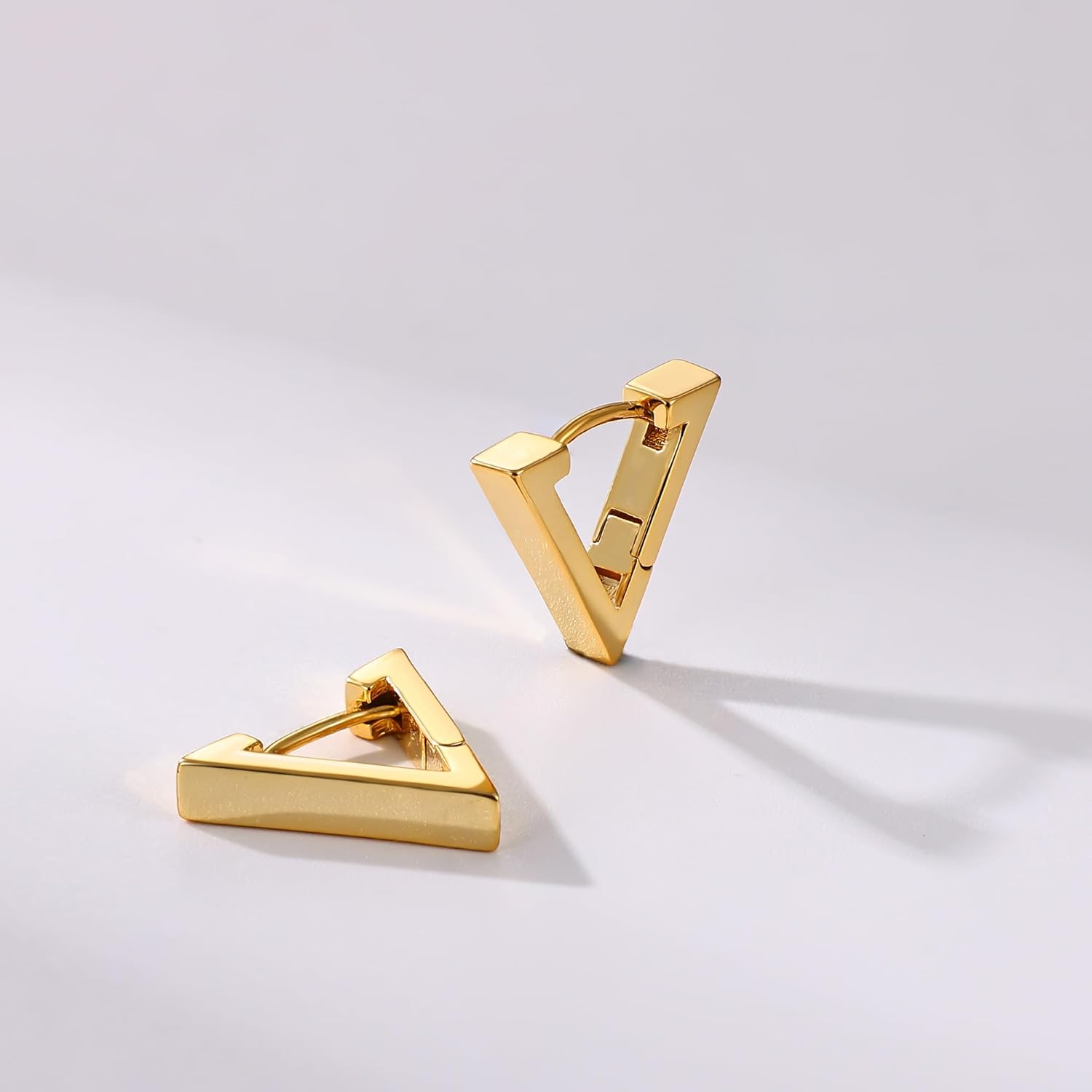 Gacimy Gold Huggie Hoop Earrings for Women 14k Gold Plated, Small Hoop Earrings for Women, 1/2 Inch Yellow Color Earrings for Women - Image 4