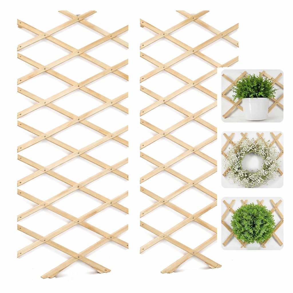Garden Mile Set of 2 Wooden Garden Trellis For Climbing Plants 180cm X 45cm Expanding Trellis Durable Pine Wood Climbing Plant Support Perfect For Plants And Vegetables